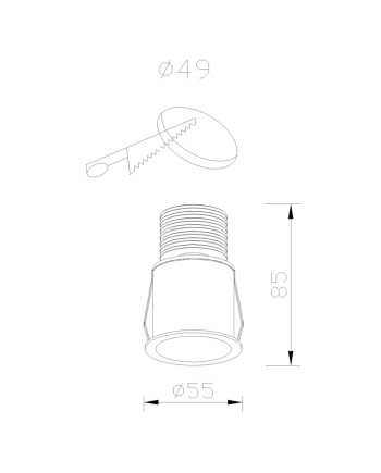 GUINCHO * MINI EMPOTRABLE LED 5W 2700K NEGRO